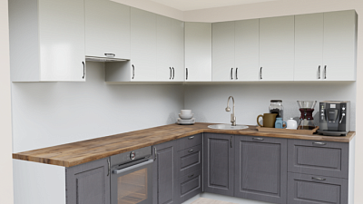 Кухня угловая Белый теплый 1200